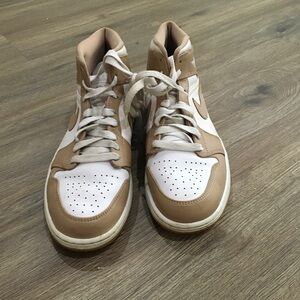 Men's Tan and White High-Top Sneakers